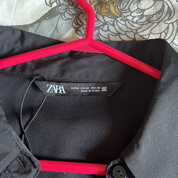 Zara black satin short dress in medium - Picture 2 of 3